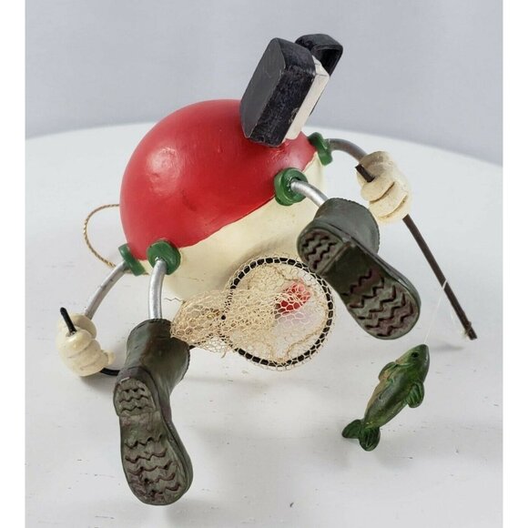 Anthropomorphic Fishing Bobber Catching Fish Ornament Net Fishing Pole Christmas - Picture 5 of 5
